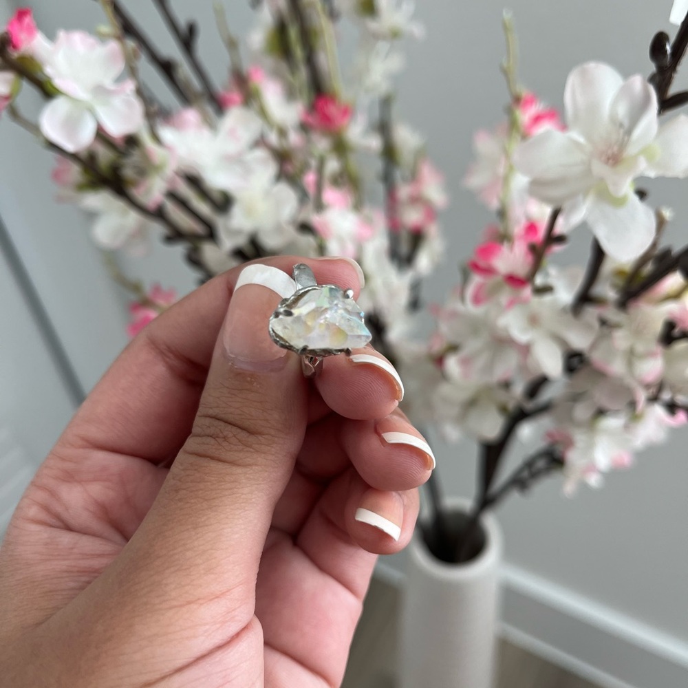 Elegant Angel Aura Quartz Crystal Ring